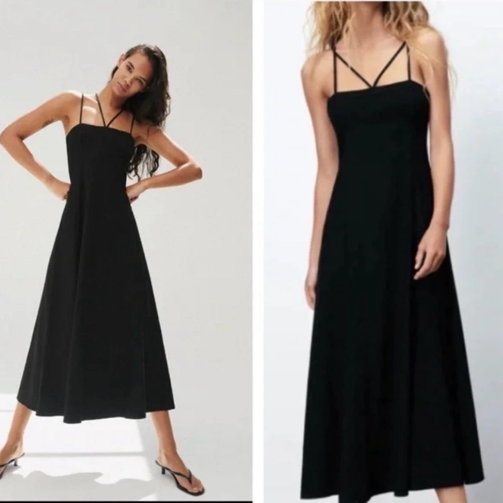 Zara Linen Blend Bustier Top Strappy Dress Size L New With Tag